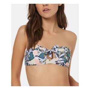 O'NEILL Women's Blue Keyhole Bikini Tie Teegan Bandeau Swimsuit Top XL